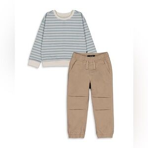 Striped Sweatshirt & Stretch Twill Jogger Pants Set